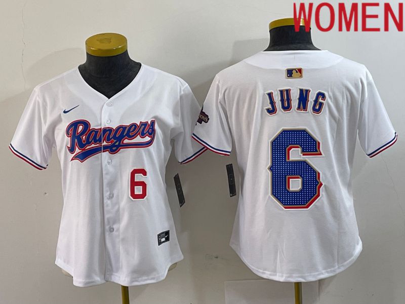 Women Texas Rangers #6 Jung White Champion Game Nike 2024 MLB Jersey style 4